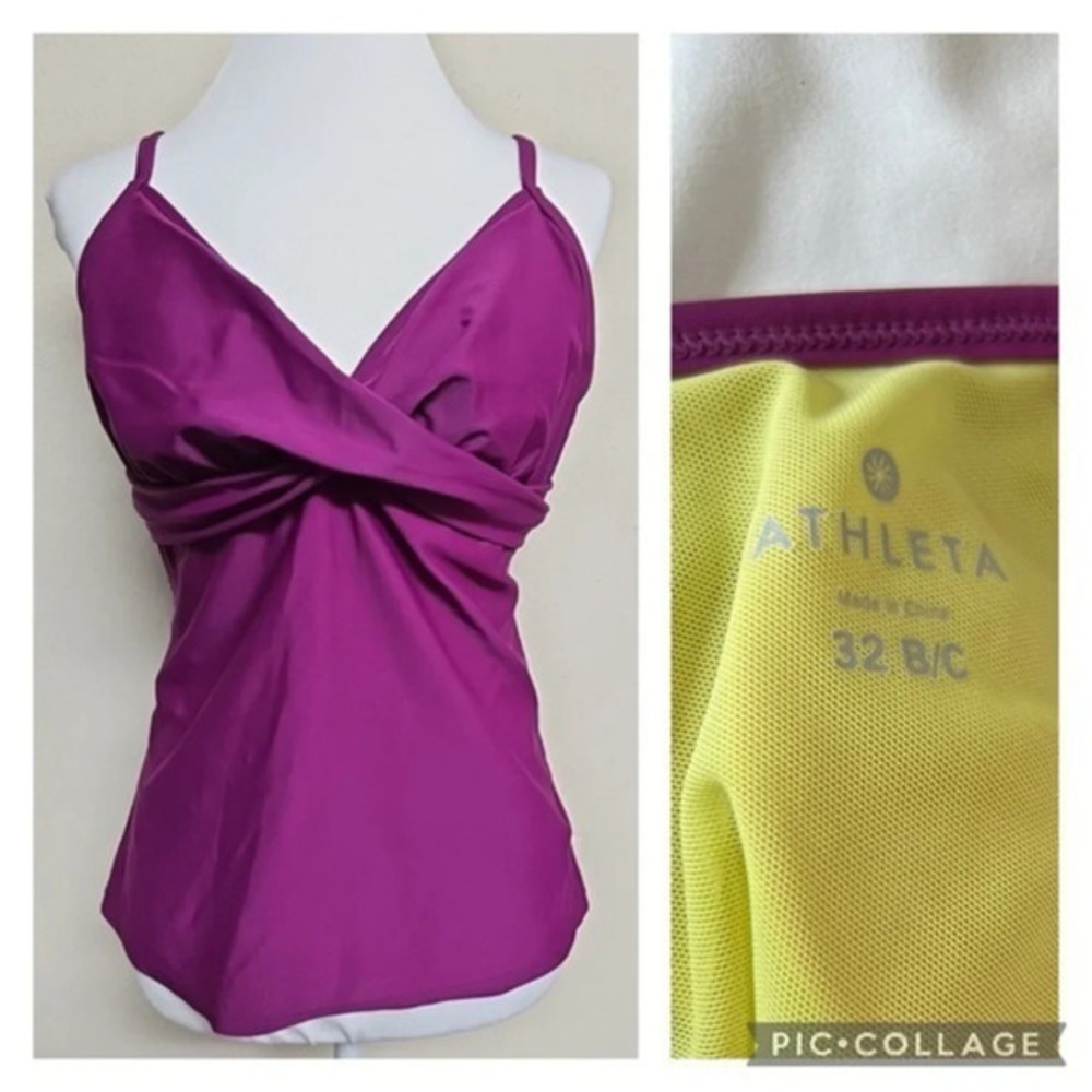 Athleta Purple Tara Halter Tankini Swim Top Size 32 B/C